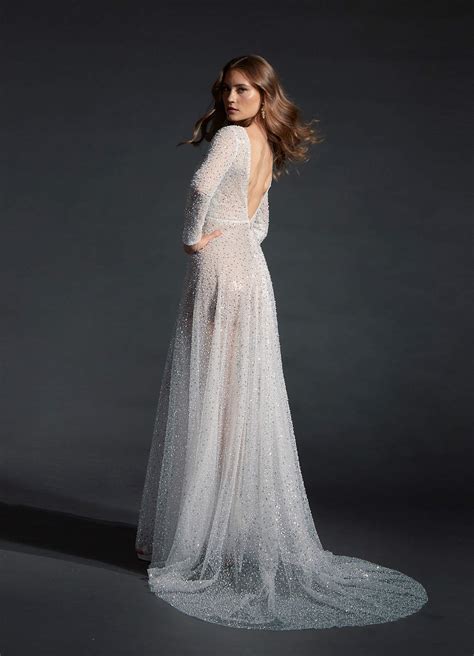 Platinum Diamond White Nude A-Line Sequins Dress | Azazie