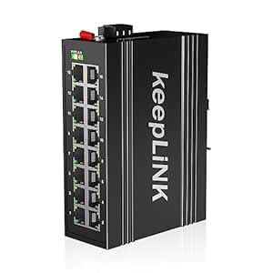 keepLiNK 16 Port Industrial Gigabit Switch, Ethernet DIN-Rail Hardened ...