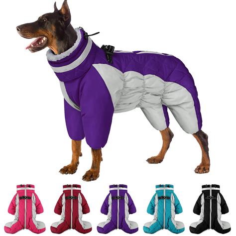 SUNFURA Four Legged Dog Coat Warm Fleece Dog Jacket, Reflective ...