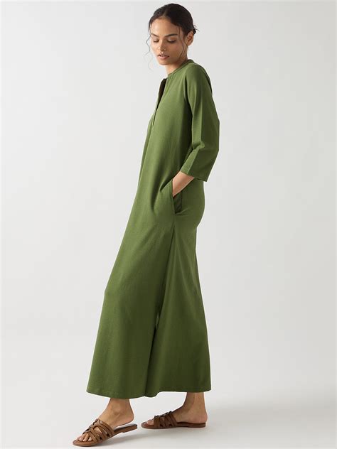 Green Seersucker Cotton Knit Maxi Dress