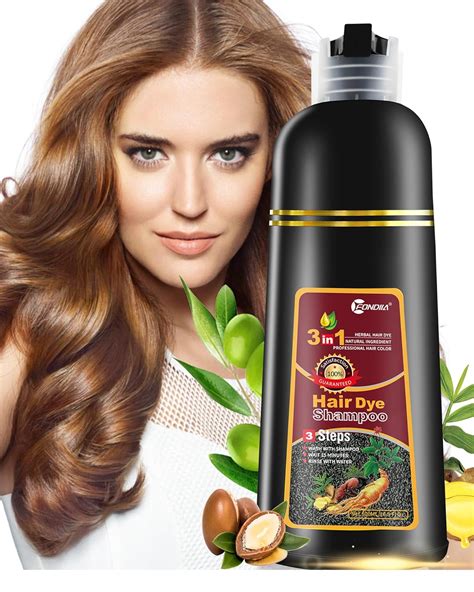 Amazon.com : leorx Hair Dye shampoo, 3 In 1 Brown Color Shampoo Hair ...