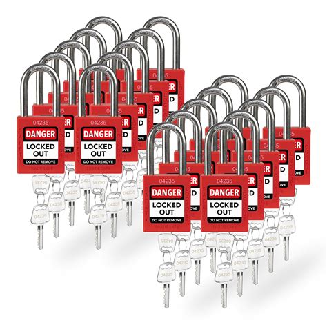 Buy TRADESAFE Lockout Tagout Lock Sets, 20 Red Keyed Alike Safety ...