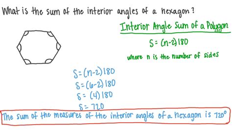 Question Video: Finding the Sum of the Interior Angles of a Hexagon | Nagwa