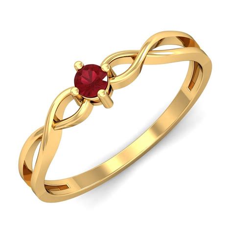 KuberBox 18KT Yellow Gold Eccentric Ruby Ring for Women : Amazon.in ...