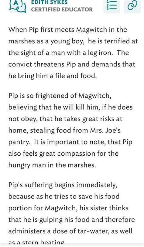 Imagine yourself to be Pip. Describe your experience of meeting with ...