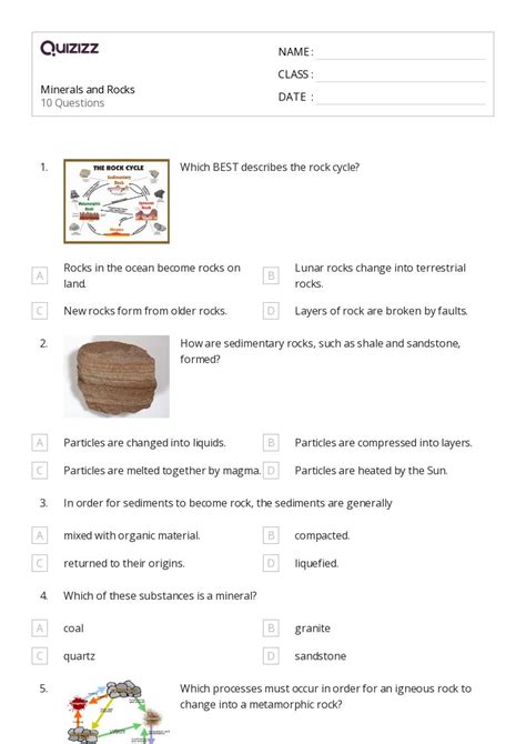 50+ minerals and rocks worksheets for 5th Class on Quizizz | Free ...