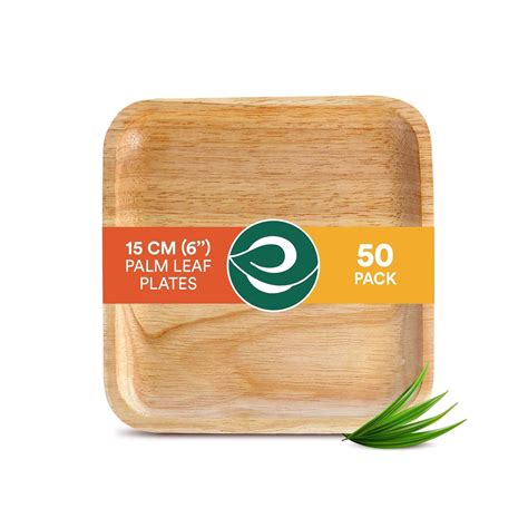 ECO SOUL [6 inch, 50-Pack Areca Palm Leaf Square Plates | Disposable ...