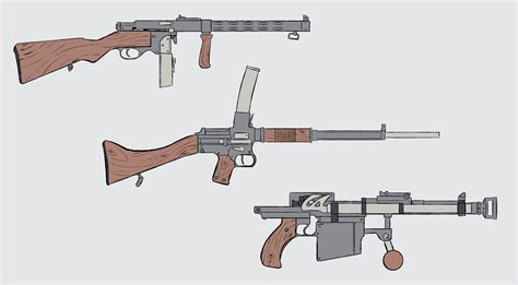 ArtStation - Weapon sketch - WW1/WW2 style guns