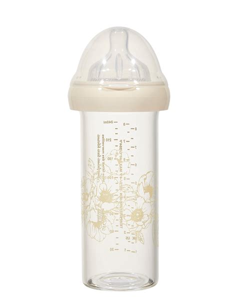 Glass baby bottle 240 ml, Flowers - Anti-colic - Le Biberon Français