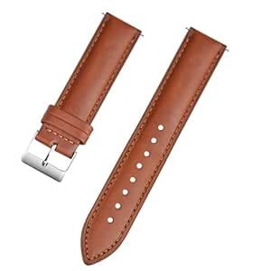 TIMEWEAR 22mm Brown Genuine Leather Replacement Watch Strap with Steel ...