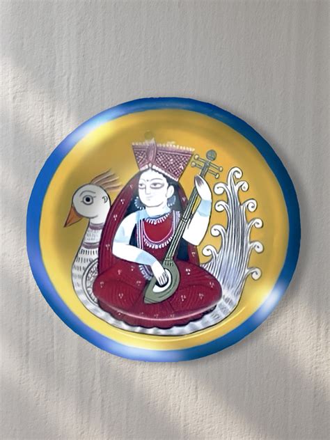 Hasir Chitrakar's Art: Saraswati Bengal pattachitra Wall Plates and More