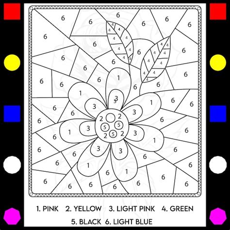 Flower color by number | Premium Vector