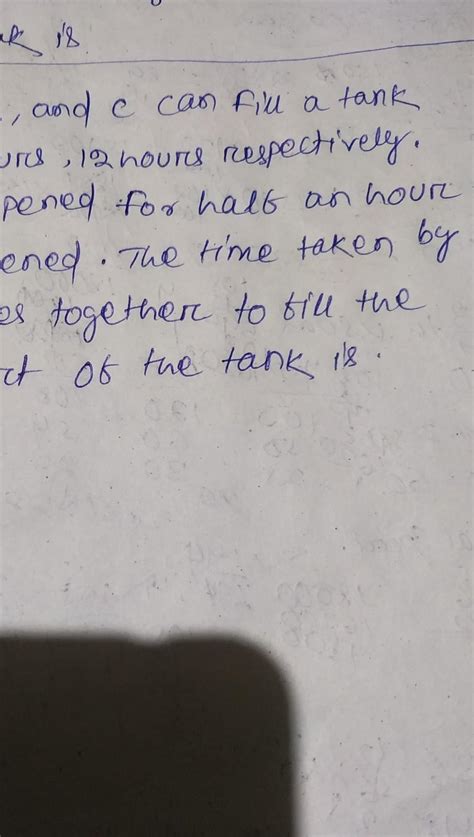 Three pipes A, B and C can fill a tank in 6 hours, 9 hours and 12 hours ...