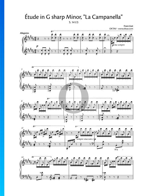 Etude in G-sharp Minor, S. 141/3 (La Campanella) (Franz Liszt) Piano ...