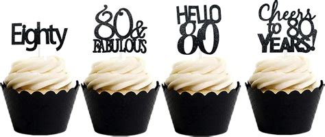24 Pcs 80th Birtdhay Cupcake Toppers - Hello 80 India | Ubuy
