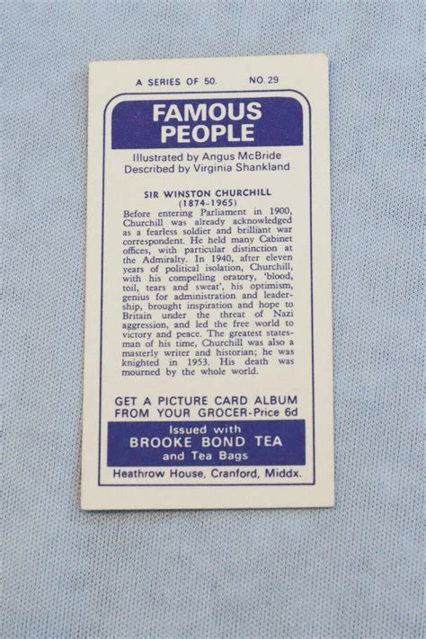 1960's Brooke Bond Tea Famous People Britain Winston Churchill Trading ...
