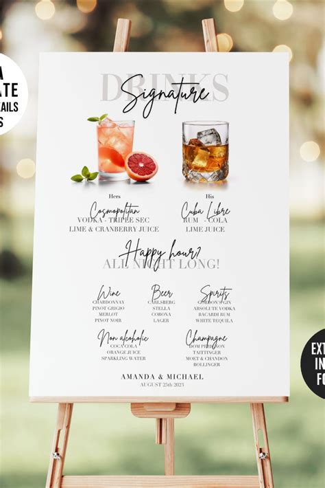 Signature drink sign wedding signature drinks bar menu template 230 cocktails 300 images – Artofit