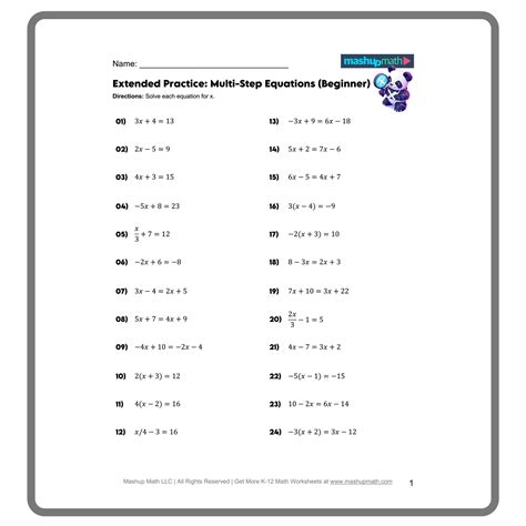 Rezultat imagine pentru Solve Multi-Step Equations Worksheet