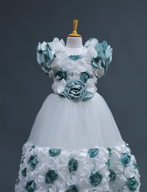 Elegant White Floral Ball Gown for Girls – Momatos