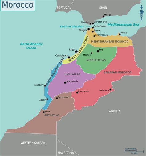 Detailed regions map of Morocco | Morocco | Africa | Mapsland | Maps of ...