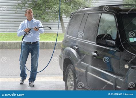 Carwash - Man Working with High Pressure Washer Stock Photo - Image of worker, outdoor: 130818518