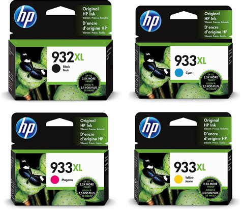 HP 932XL-933XL 4 Pack Set- Black and Color Inkjet Set 1 HP 932XL Black ...