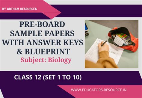 Pre-Board Sample Papers with Answer Keys & Blueprint Class 12 Biology ...