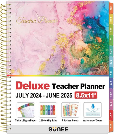 Amazon.com : SUNEE Deluxe Teacher Planner 2024-2025, Lesson Planner ...