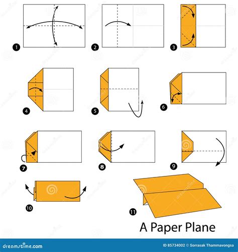 Step by Step Instructions How To Make Origami a Paper Plane. Stock ...