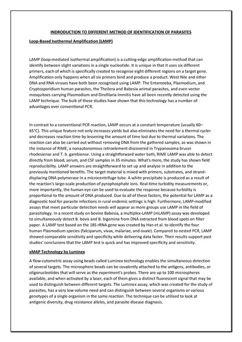 DOC 2 - short assignment on diffrent method used to identify parasites ...