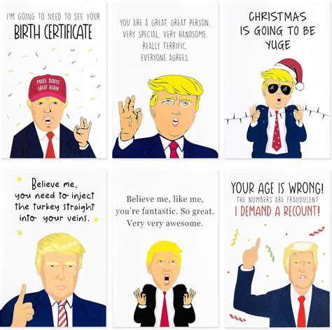 6 Donald Trump Greeting Cards – Huge 5 x 7 All Occasion Trump Cards ...