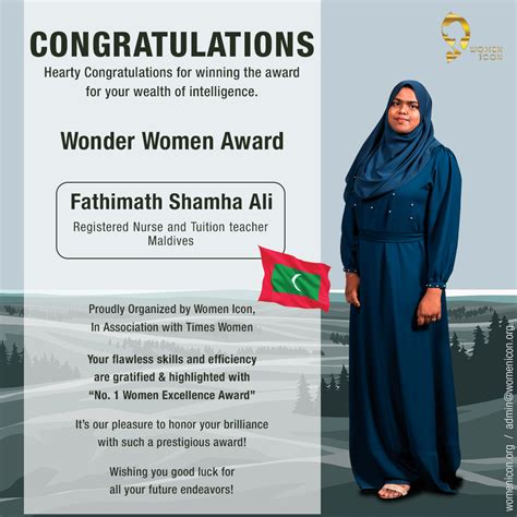 Fathimath Shamha Ali has won Wonder Women Award