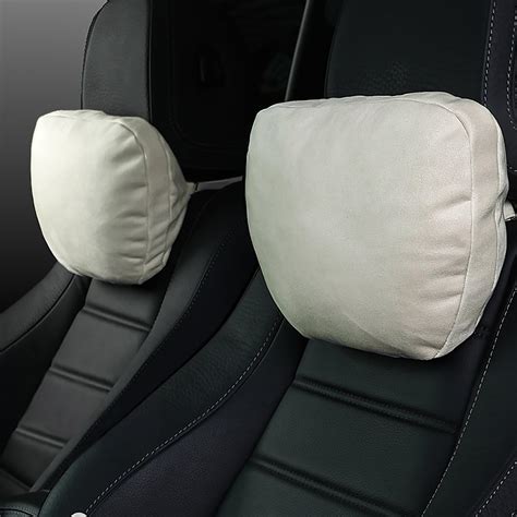 POKSRI Car Neck Pillow for headrests, Superfiber Suede Support Head Pillows,Plant-Based ...