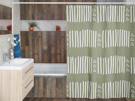 Olive Green Shower Curtain African Mudcloth Print Bath - Etsy