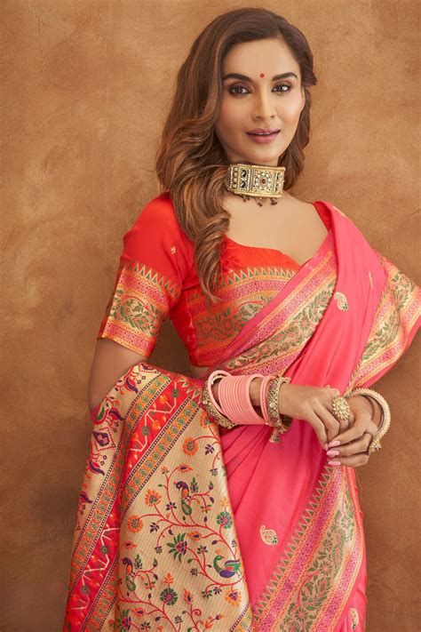 Pretty Pink Soft Silk Saree with Woven Zari Border - MaharaniSareeShop ...