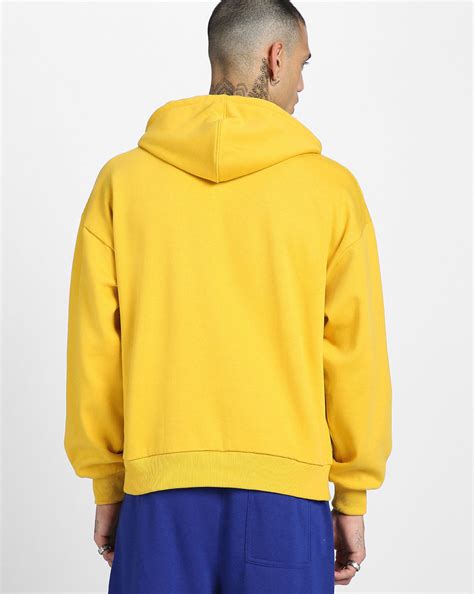 Out of Mind Mustard Oversized Pocket Typographic Printed Hoodie – Veirdo