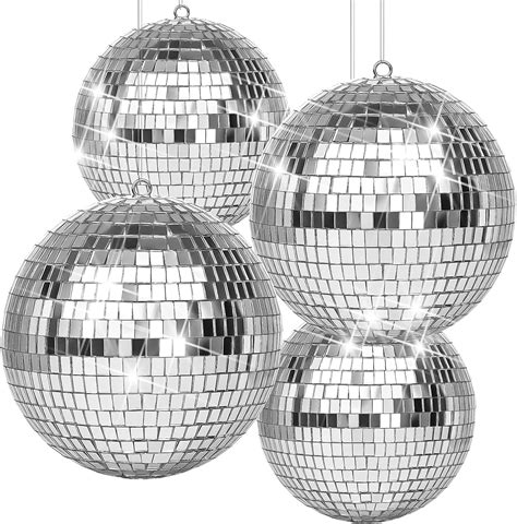 The Decor Affair 4 Pack Disco Ball Silver Hanging Disco Balls ...