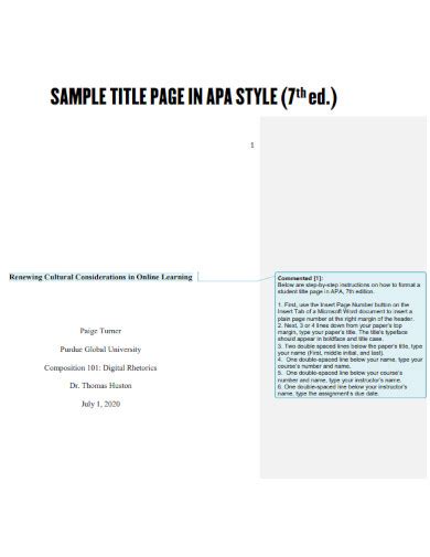Image result for APA Format without Cover Page