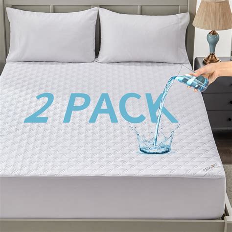 Amazon.com: 2 Pack Waterproof Mattress Protector, Queen Size Noiseless ...