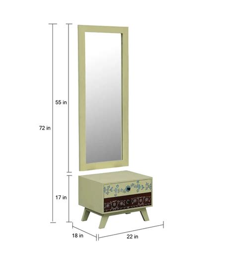 Buy Hand Painted Solid Wood Dresser & Wall Mirror with Storage Cabinet ...