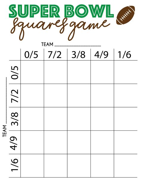 Free Super Bowl Square Template | Fanny Printable