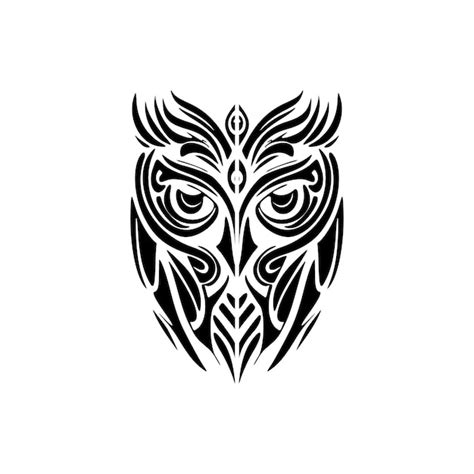 A black and white owl tatt with polynesian designs | Premium Vector