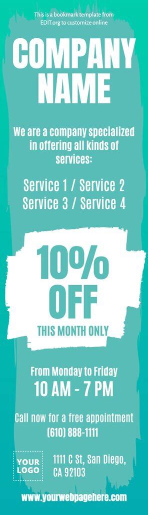 Free bookmark templates online