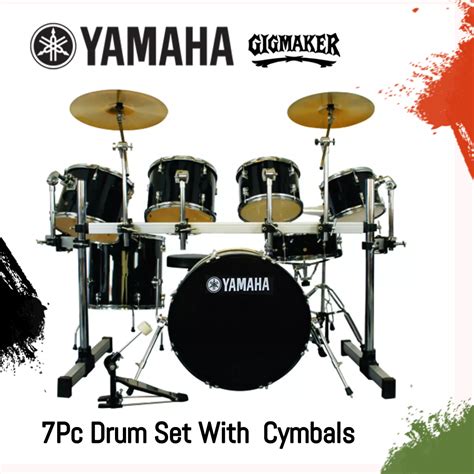 YAMAHA Rack Mounted 7 Pc Professional Acoustic Drum Set - Black by ...