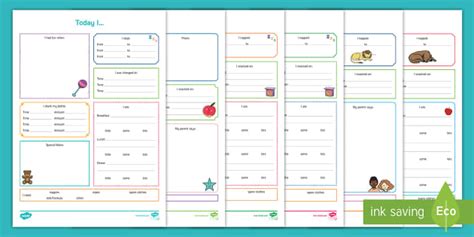 EYFS Daily Diary Record Sheet Pack