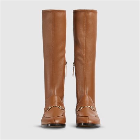 Bota Gucci Jordaan para mujer en piel marrón | GUCCI® ES