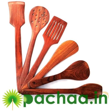 Buy Wooden Serving and Cooking Spoons - Sheesham Red Wood Spoons ...