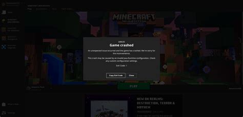 Image result for Minecraft Crash Code 1 Invalid Java Runtime Configuration Fix