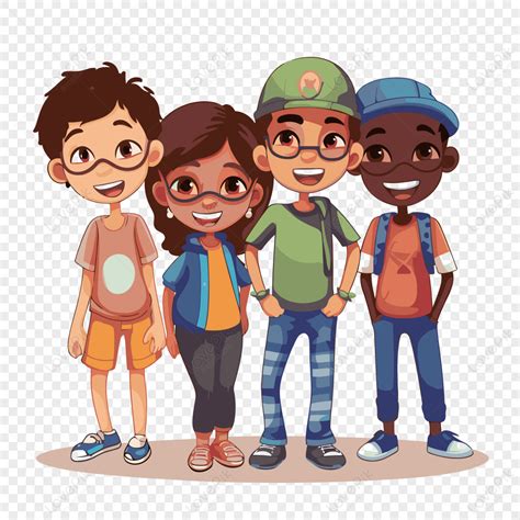 Small Group Clipart Cartoon Portrait Of A Group Of Young Friends Vector ...