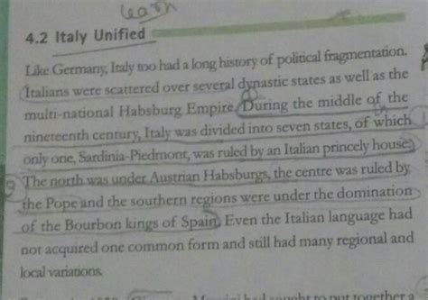 briefly describe the process of unification of Italy class 10 history ...